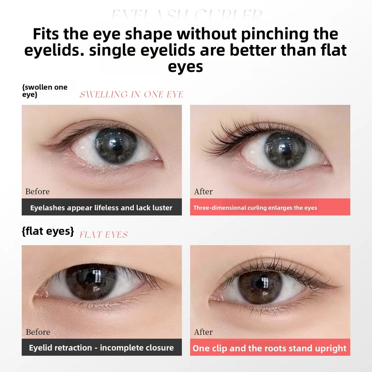 LISHU Wide Angle Eyelash Curler Non-Pinch Eye Lash Curler Long Lasting Styling Curl Makeup Tool Beginner-Friendly & Battery-Free